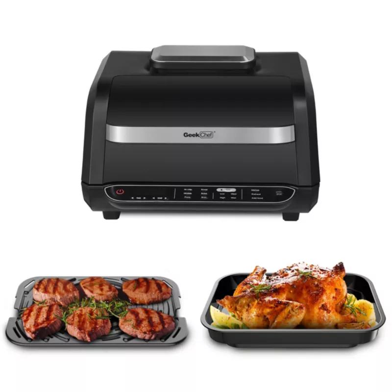Dropship Geek Chef 7 In 1 Smokeless Electric Indoor Grill With Air Fry,  Roast, Bake, Portable 2 In 1 Indoor Tabletop Grill & Griddle With Preset  Function, Removable Non-Stick Plate, Air Fryer